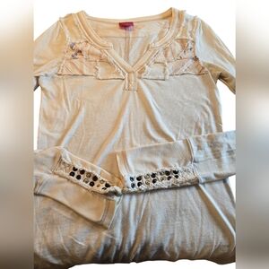 Free People Long Sleeve Cream Color Size Med